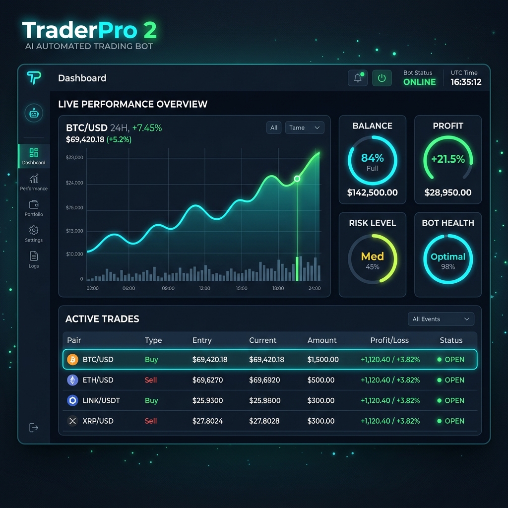 TraderPro Dashboard Mockup